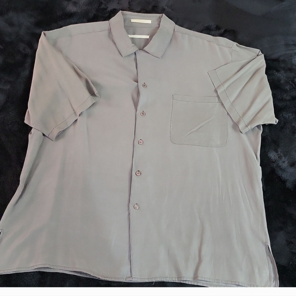 Perry Ellis Silk Cotton Short Sleeve Shirt Vintage